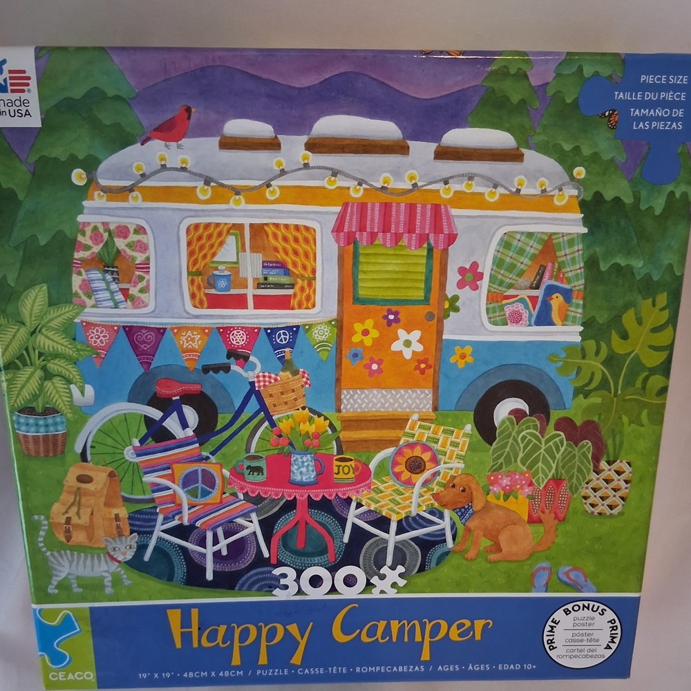Ceaco "Happy Camper" Complete 300 Piece Puzzle w/Poster Nostagic